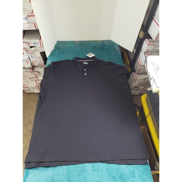 Basic Editions Polo Shirt Size 4XL XXXXL Men Black Short Sleeve Preppy NWT - Picture 1 of 9